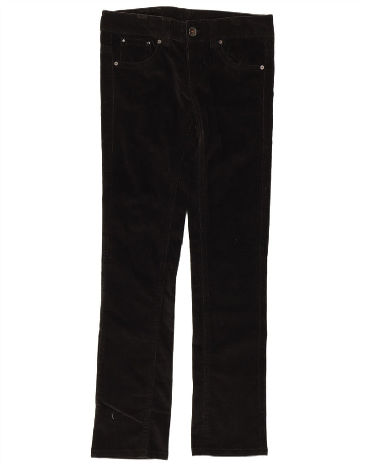 Calça feminina de veludo cotelê BENETTON IT 42 médio W32 L32 algodão preto