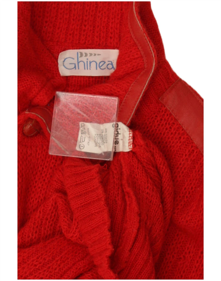 Suéter vintage masculino com gola polo, grande lã de alpaca vermelha