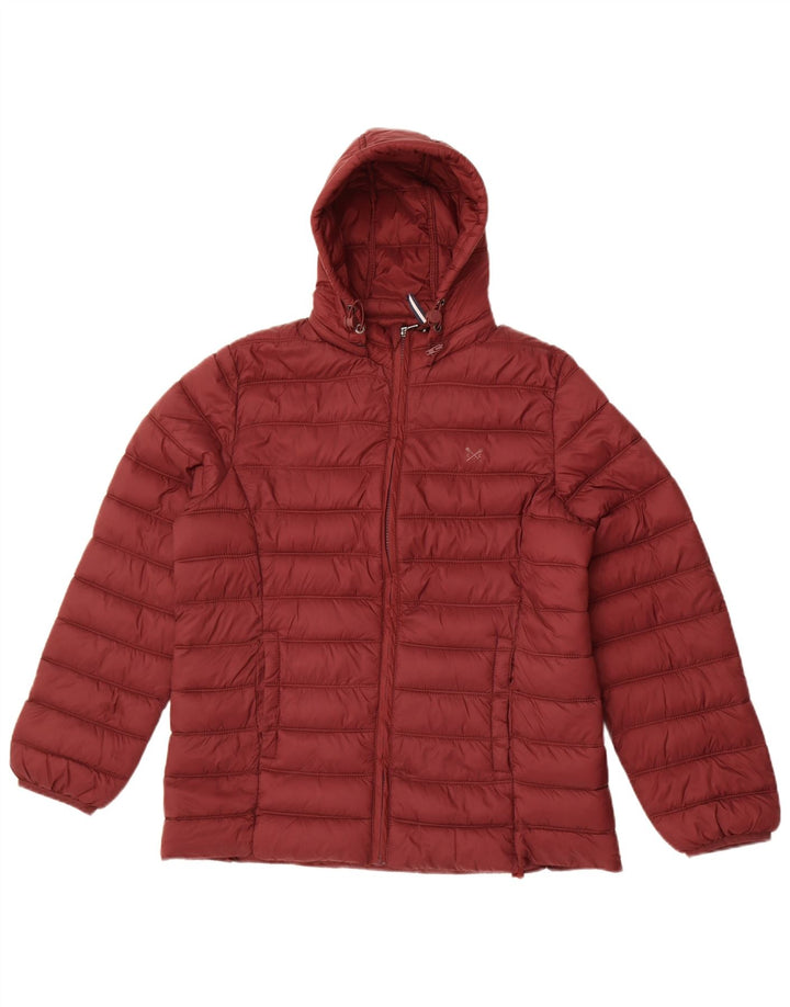 Jaqueta acolchoada com capuz feminina Crew Clothing UK 12 Médio Borgonha Poliamida