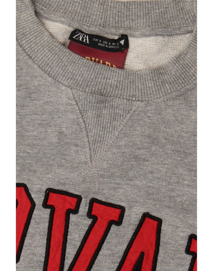 Zara Womens Harvard Graphic Oversized Moletom Jumper Reino Unido 10 Pequeno Cinza