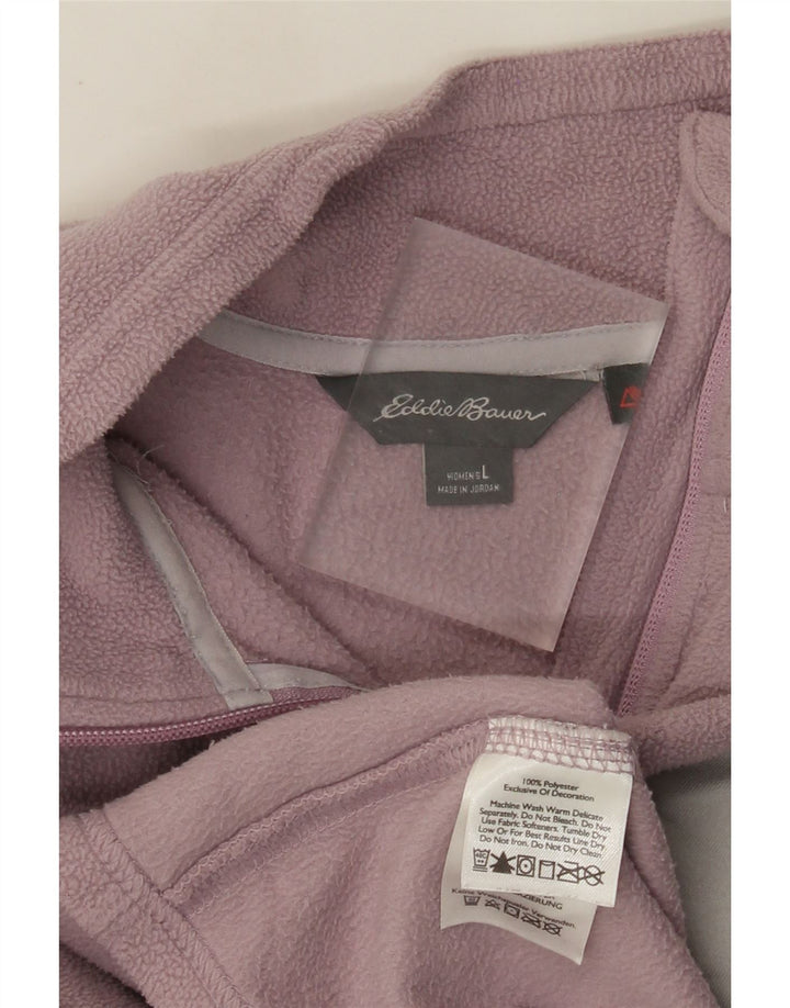 Jaqueta de lã feminina Eddie Bauer UK 16 grande poliéster roxo