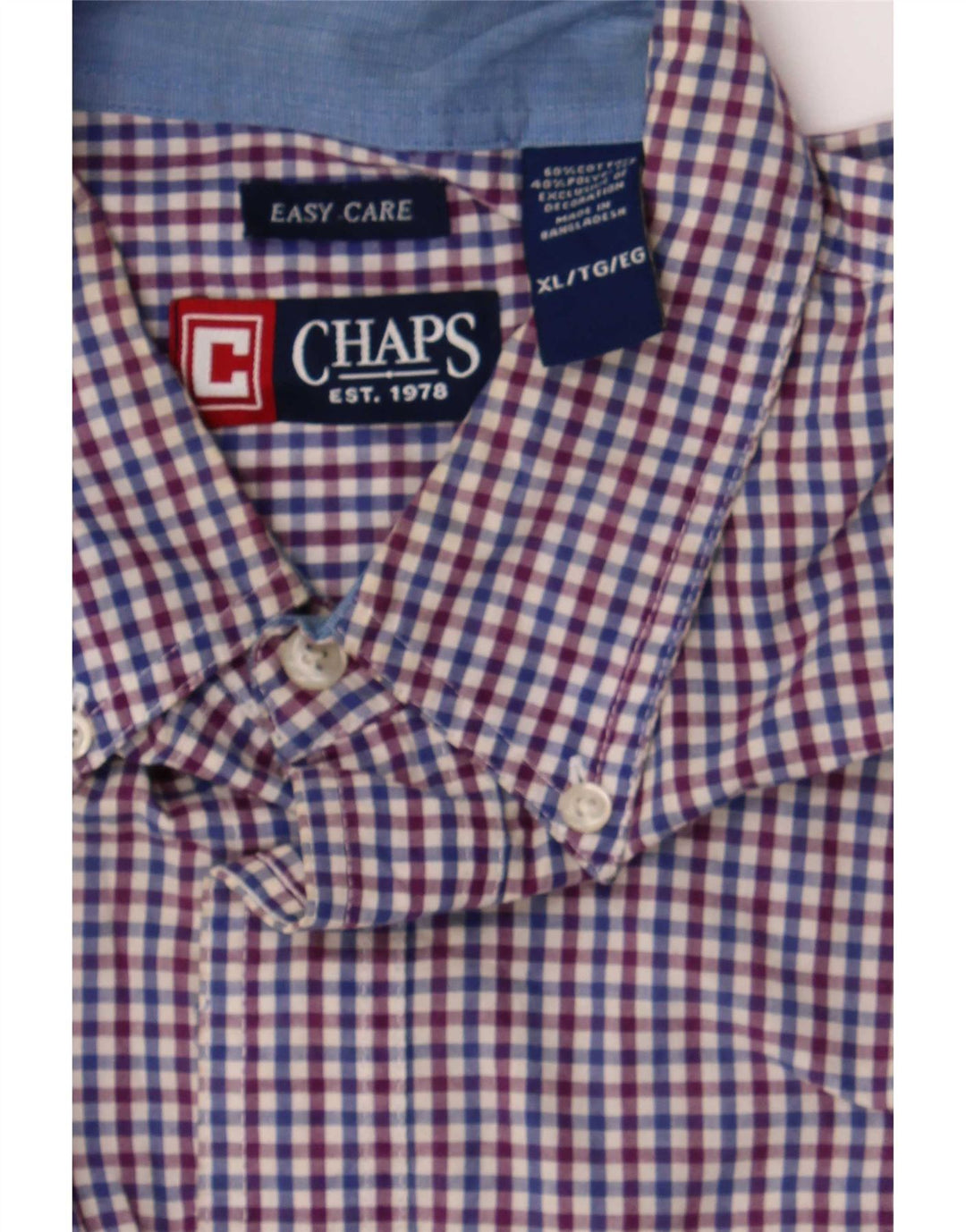Camisa masculina Chaps XL azul algodão guingão