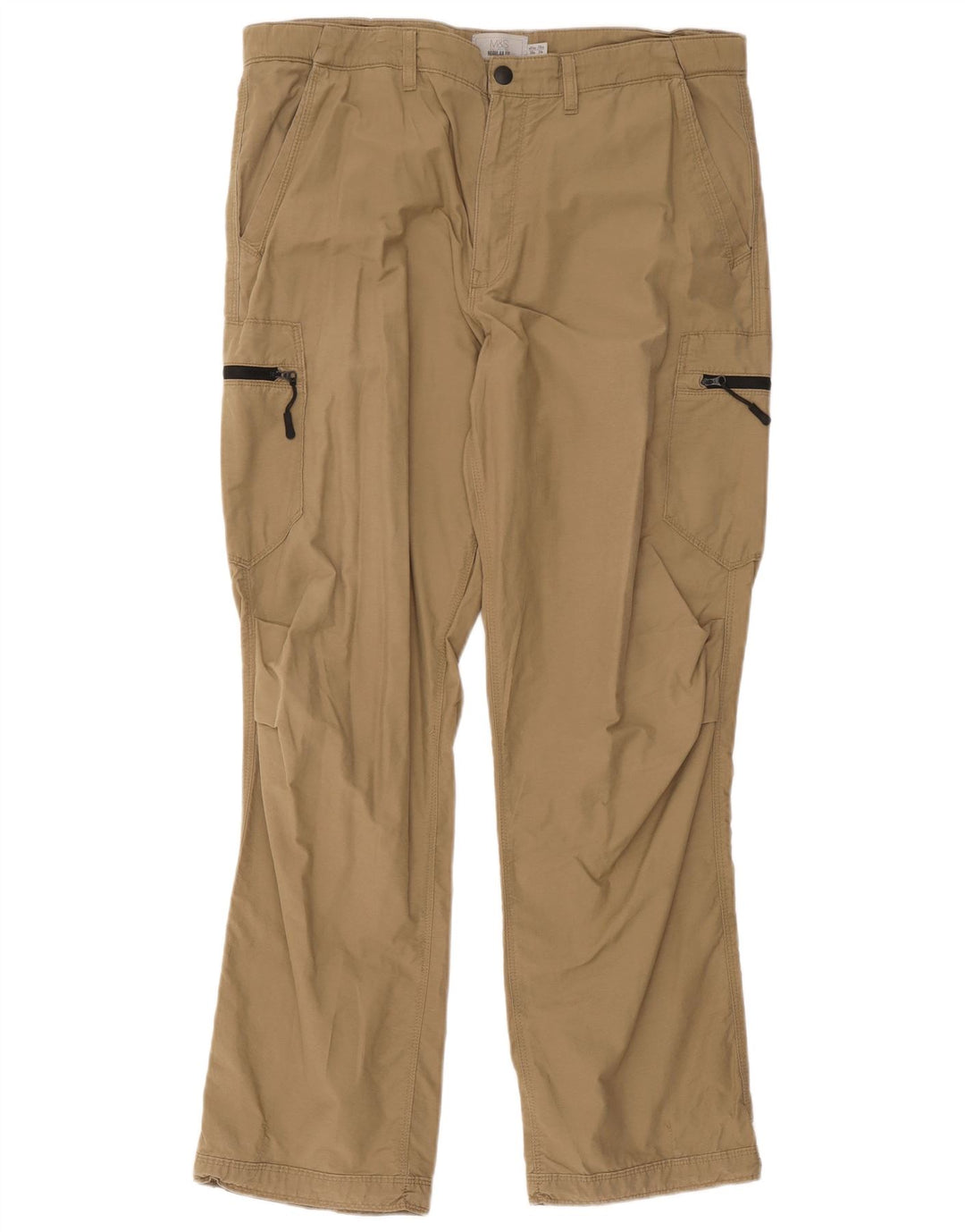 Calça cargo masculina Marks & Spencer Regular Fit W36 L31 algodão bege
