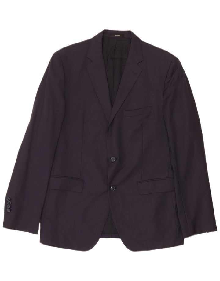 Jaqueta blazer masculina Massimo Dutti com 2 botões UE 52 grande lã azul marinho