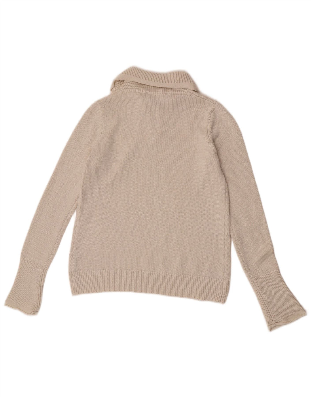 Suéter feminino Zara com zíper e gola redonda Reino Unido 12 médio branco