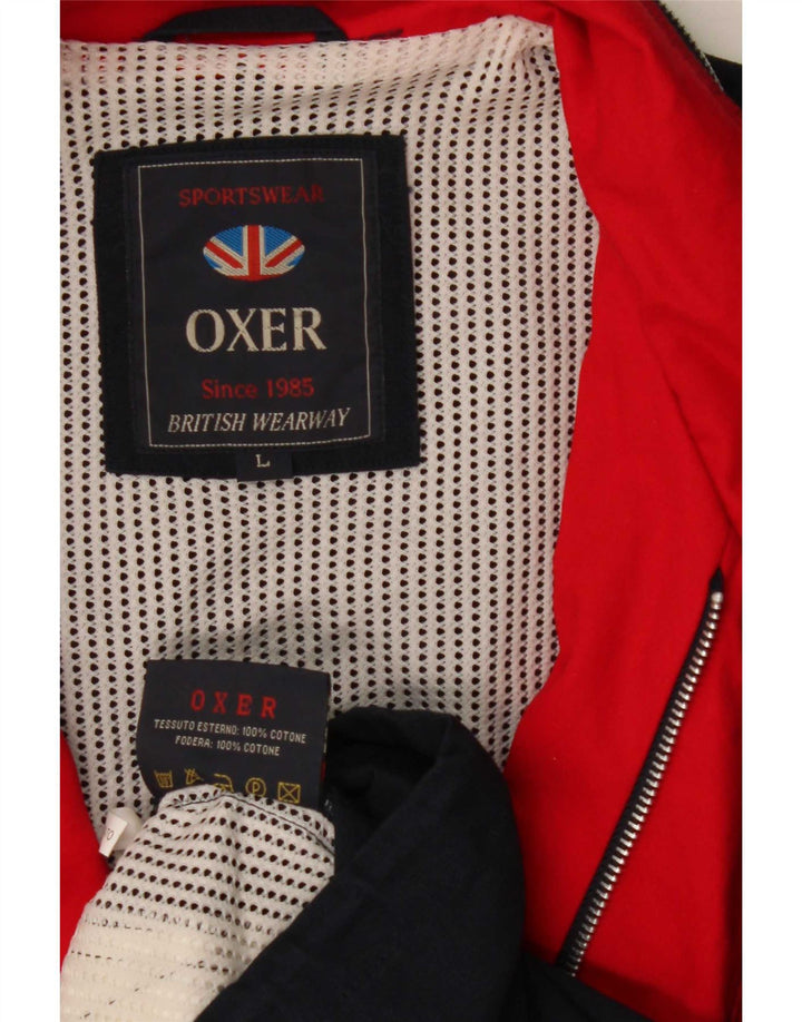 Jaqueta utilitária masculina com capuz OXER UK 40 grande algodão azul marinho