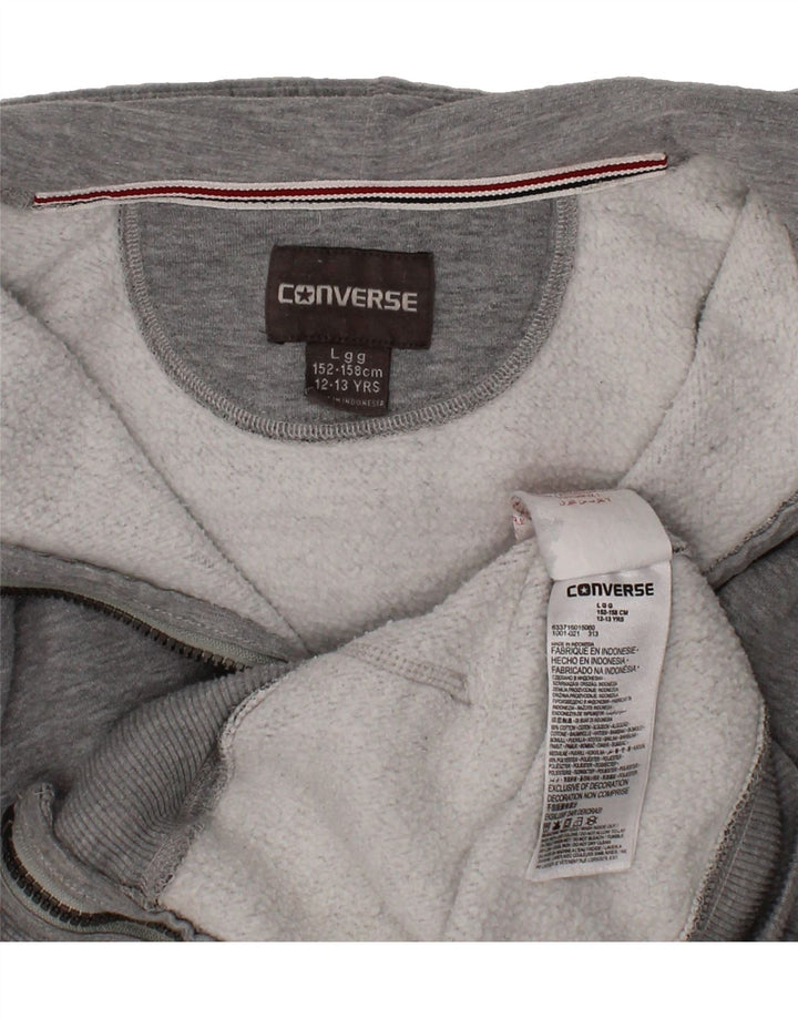 CONVERSE Boys Zip Hoodie Sweater 12-13 Years Large Grey Cotton Vintage Converse and Second-Hand Converse from Messina Hembry 