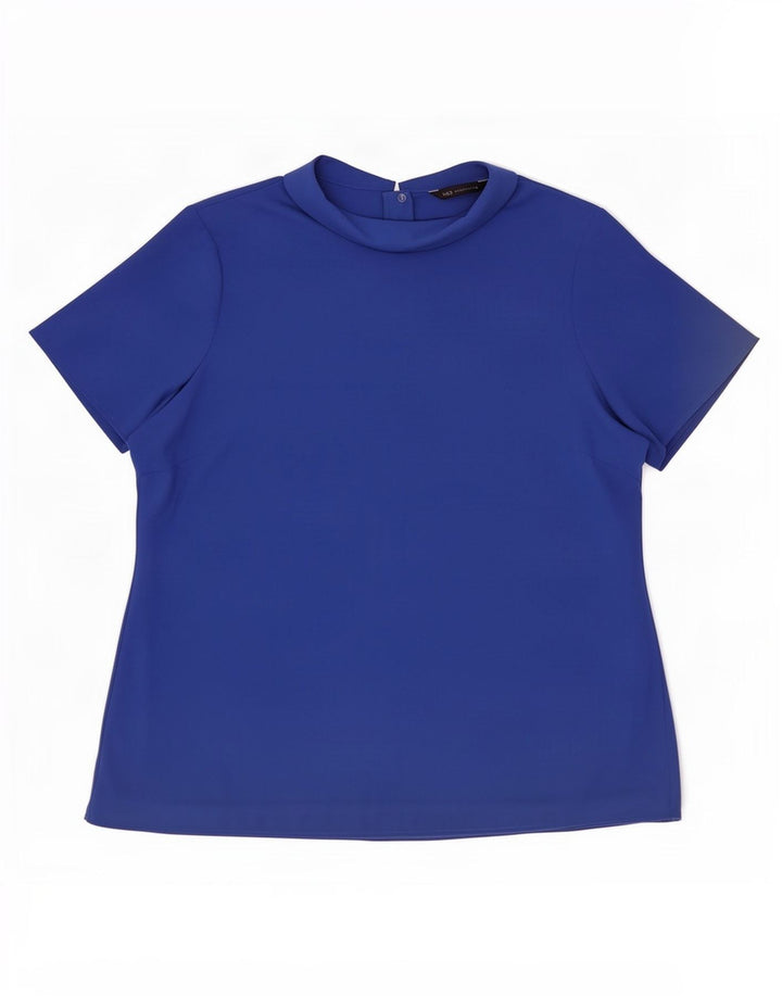 Blusa feminina Marks & Spencer UK 16 grande poliéster azul
