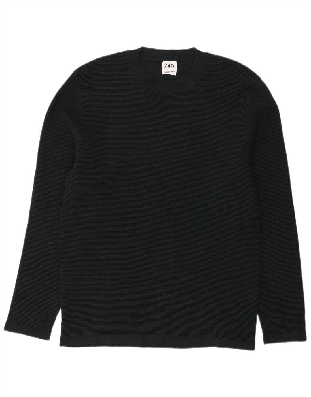 Zara Top masculino manga comprida algodão verde médio