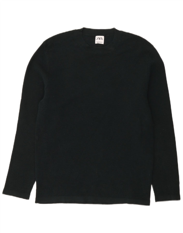 Zara Top masculino manga comprida algodão verde médio