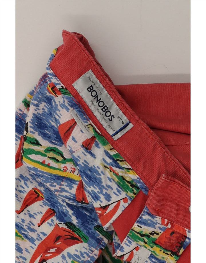 Calça chino reta masculina BONOBOS W31 L30 algodão vermelho