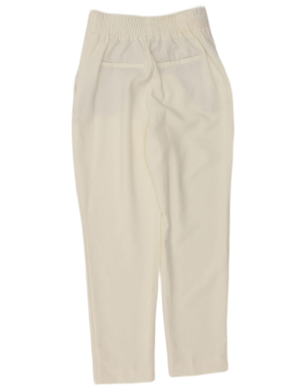 Zara Calça feminina casual cintura alta cônica XS W24 L27 poliéster branco