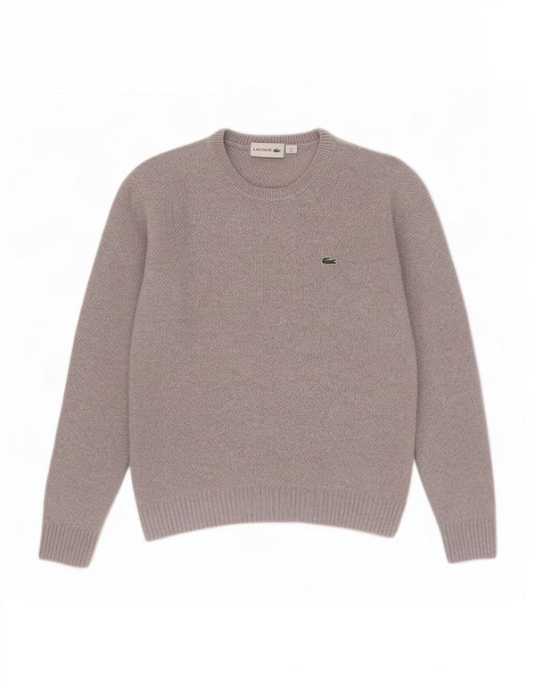 Suéter feminino Lacoste com gola redonda, 10 lã cinza pequena