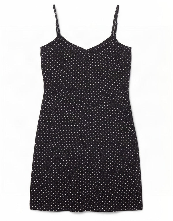 Blues Club Womens Slip Dress UK 14 Large Navy Blue Polka Dot Rayon