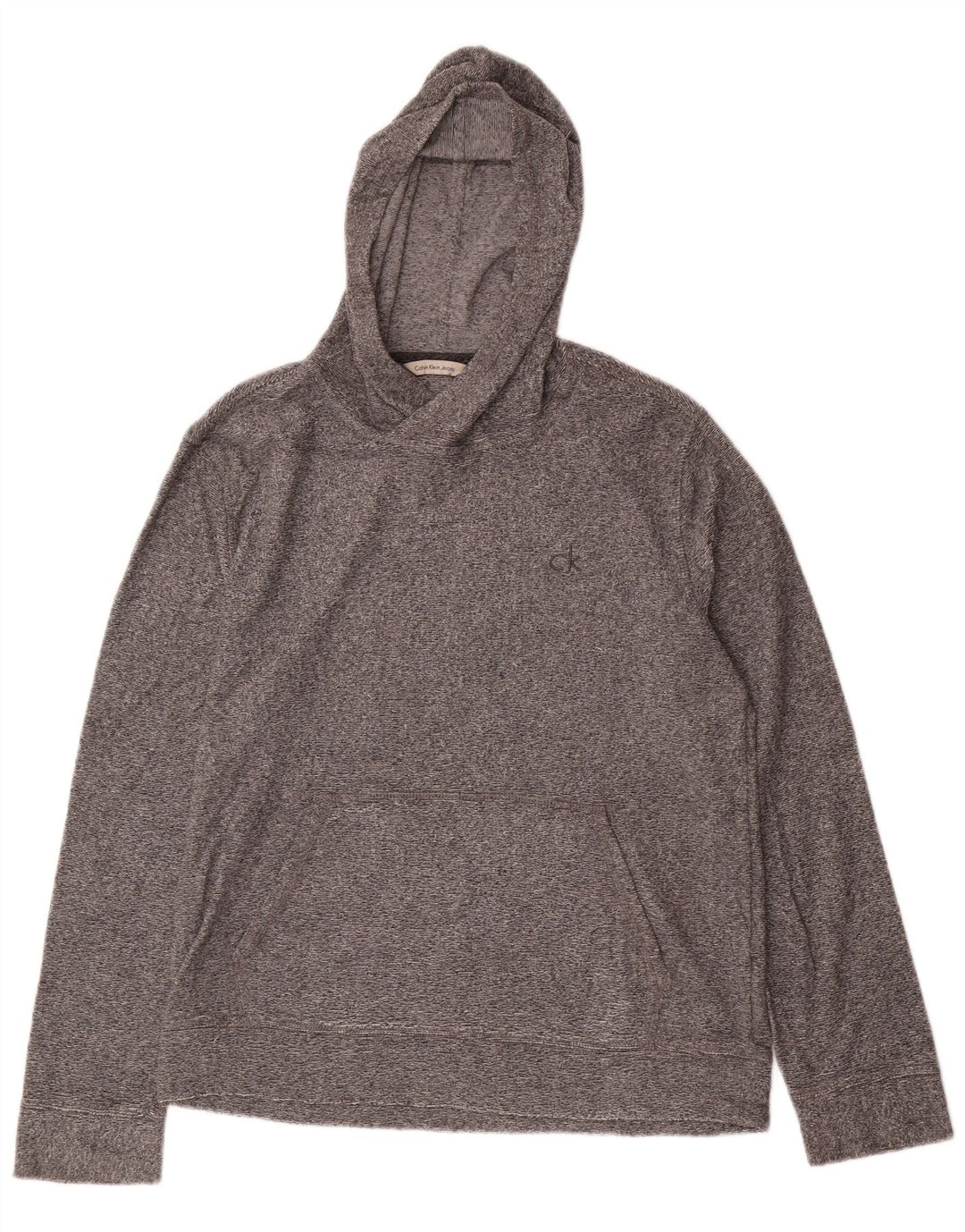 Moletom com capuz feminino CALVIN KLEIN JEANS Reino Unido 14 algodão manchado cinza médio