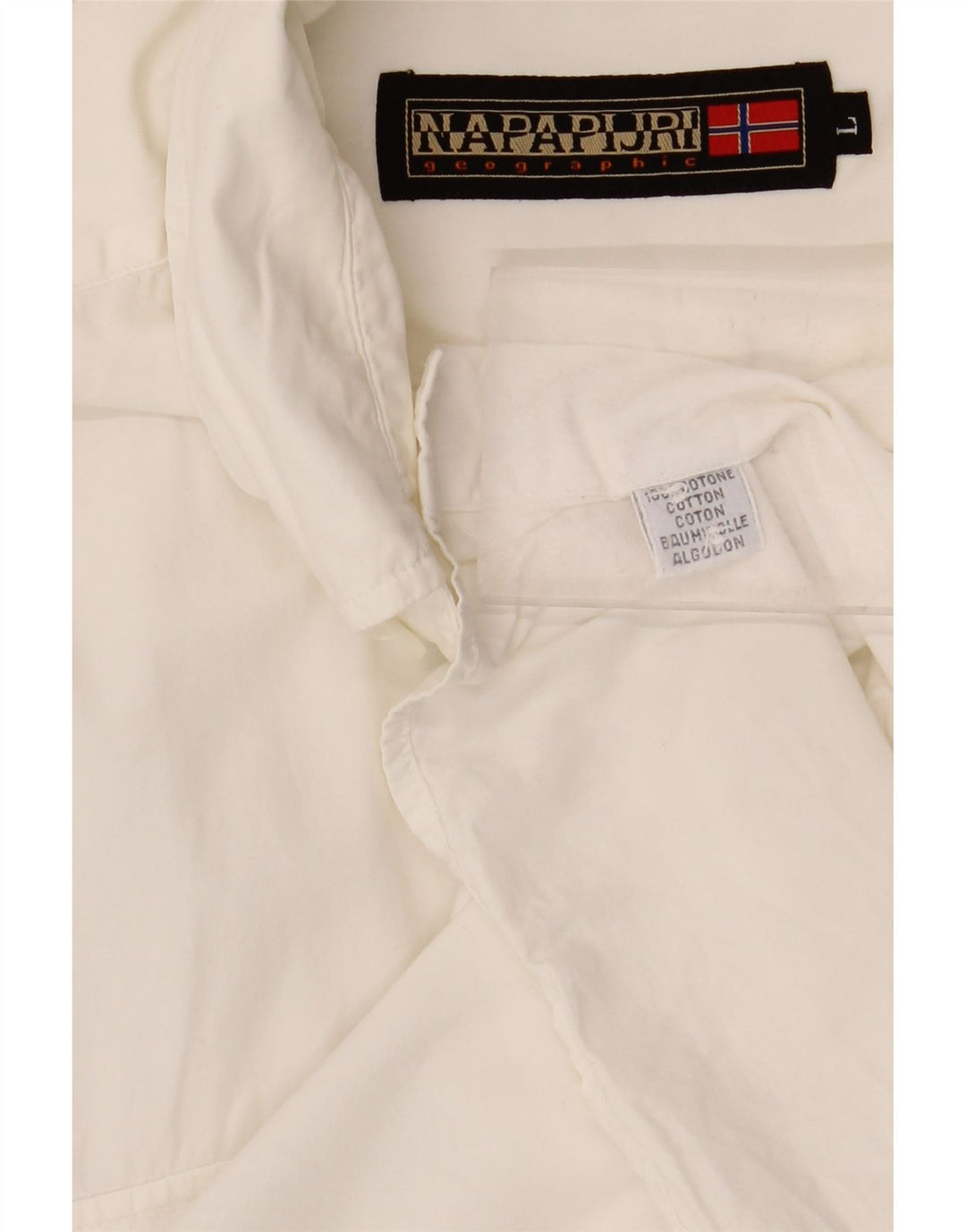 Camisa masculina Napapijri grande algodão branco