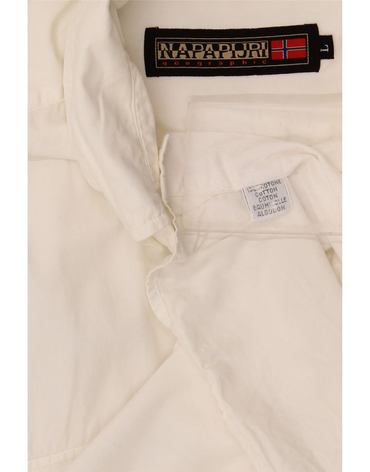 Camisa masculina Napapijri grande algodão branco