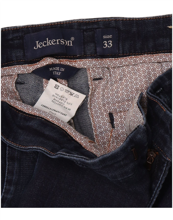 Calça jeans feminina Jeckerson W33 L33 azul marinho algodão