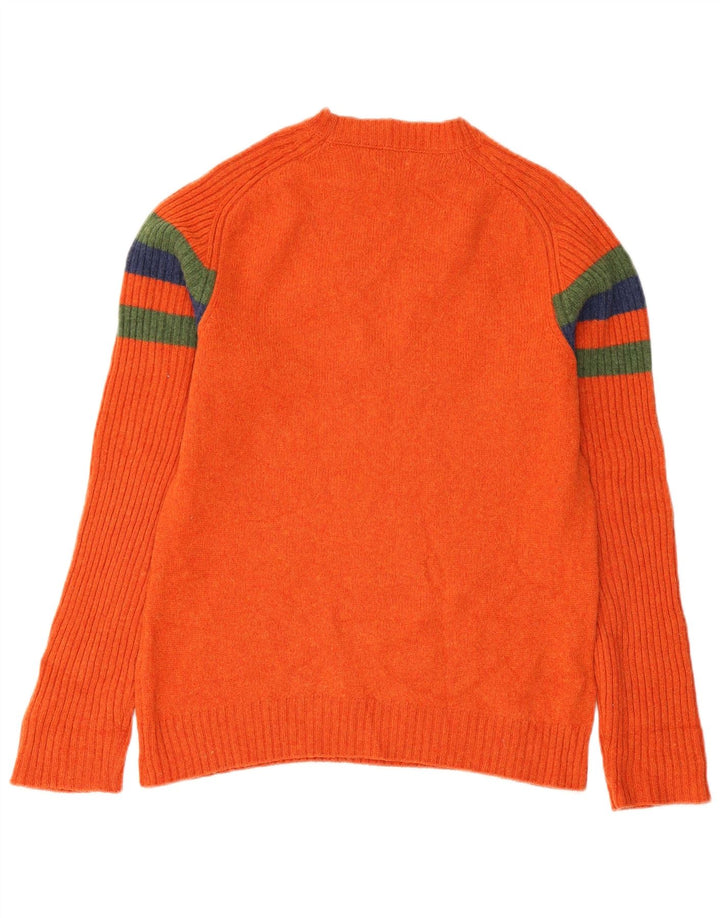 Suéter feminino Benetton com gola redonda, listrado laranja médio, Reino Unido 12