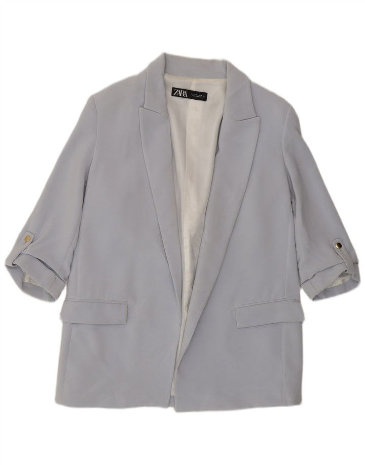 Jaqueta blazer aberta manga 3/4 feminina Zara Reino Unido 16 grande azul