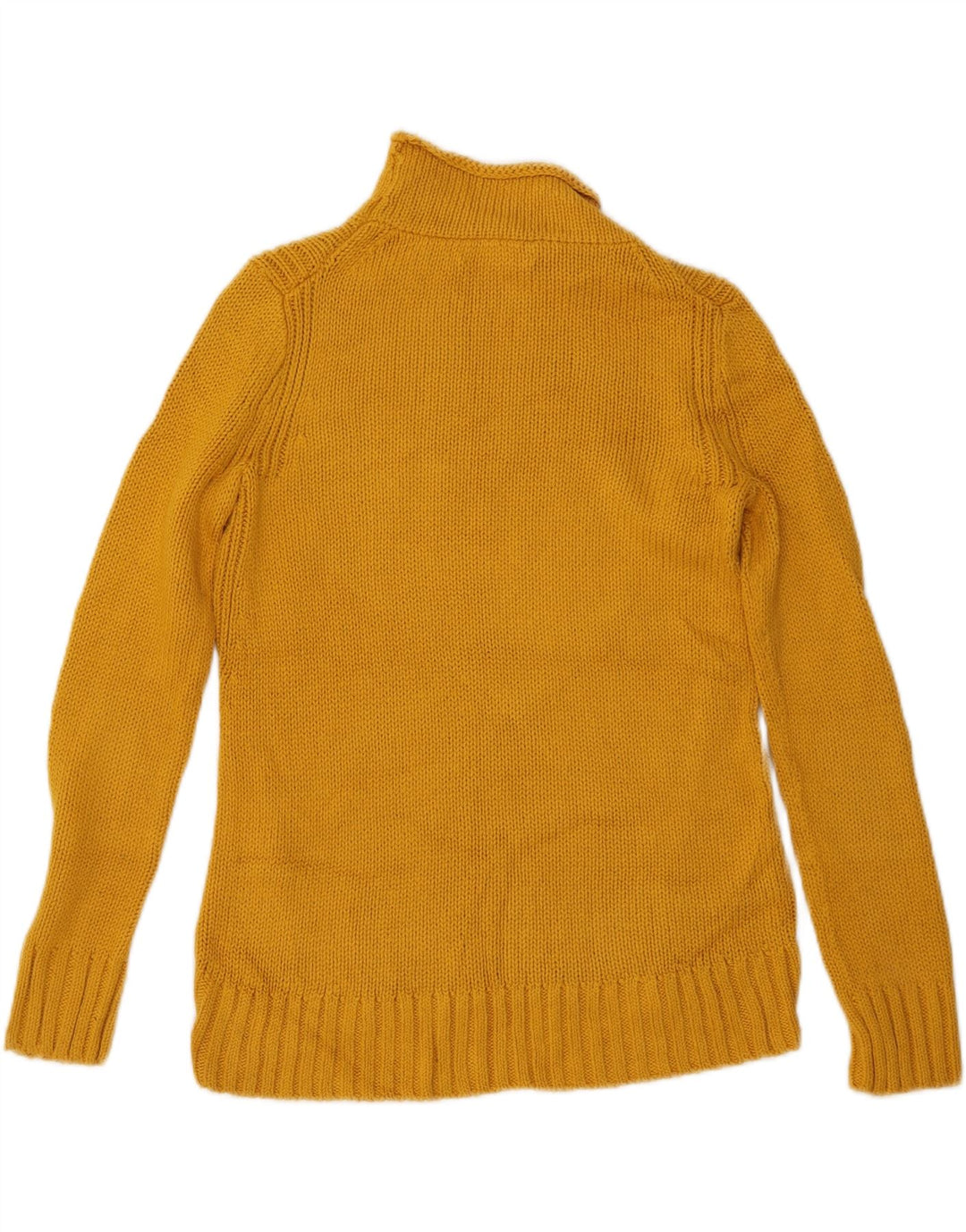 J. CREW Suéter feminino com gola tartaruga Reino Unido 10 algodão amarelo pequeno