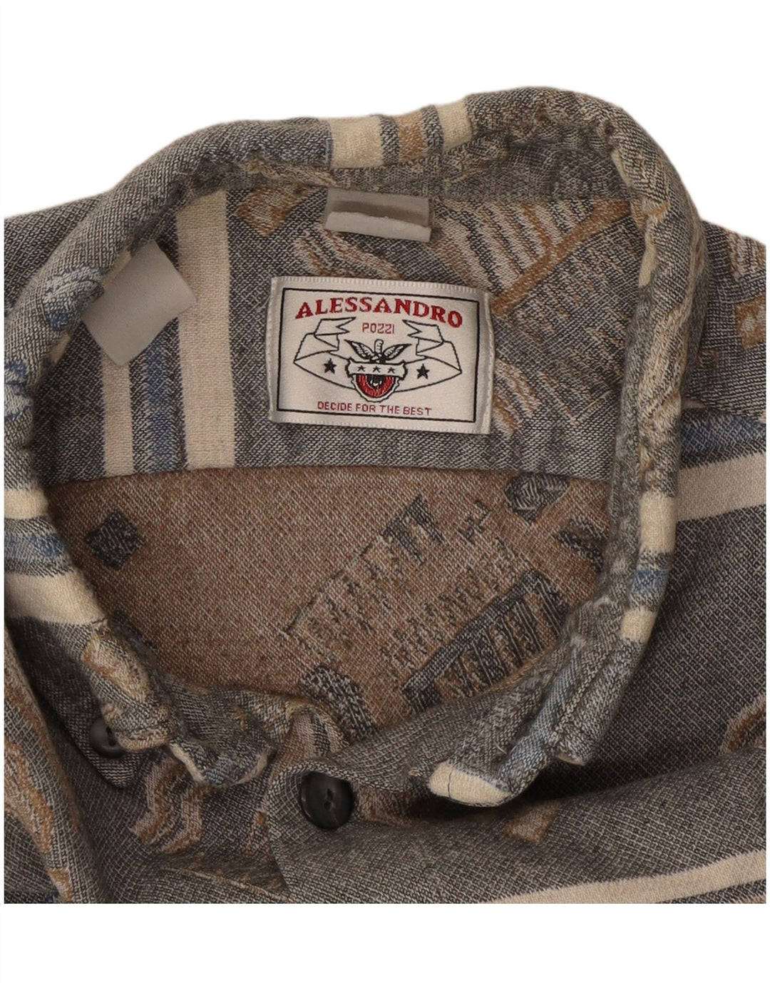 Camisa masculina vintage de flanela grande listrada cinza