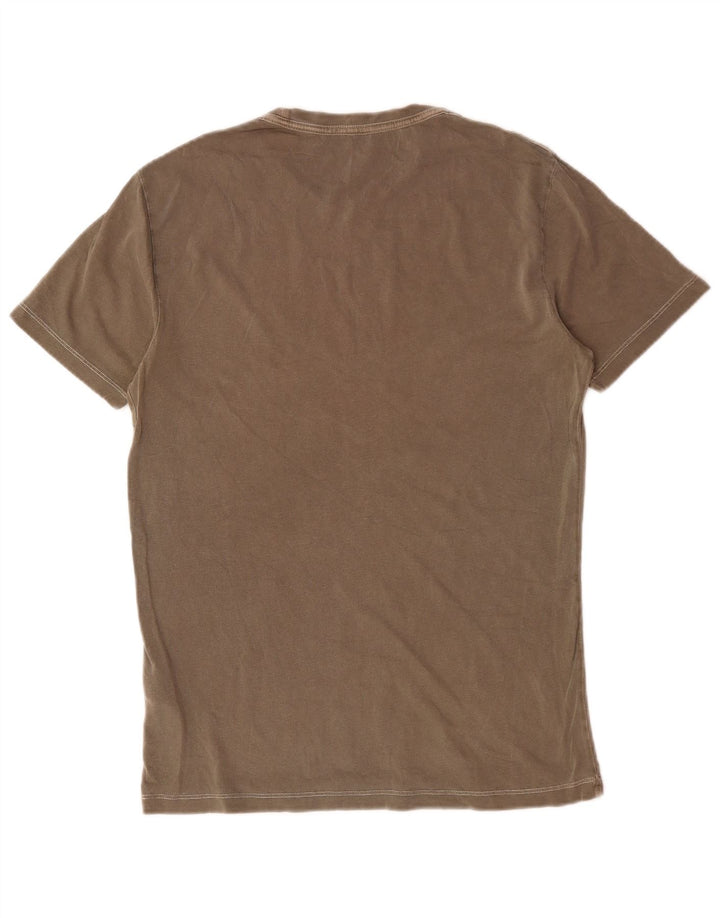 All Saints Mens Camiseta Regular Fit Top Pequeno Algodão Marrom