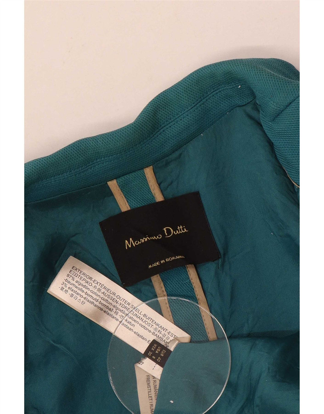Jaqueta blazer feminina de 1 botão Massimo Dutti UE 40 algodão azul médio