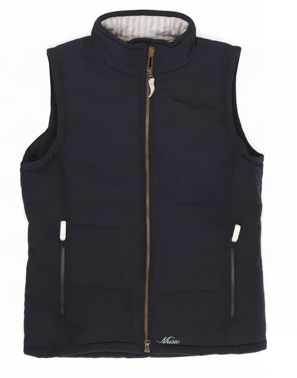 Colete acolchoado feminino Musto UK 14 grande poliéster azul marinho