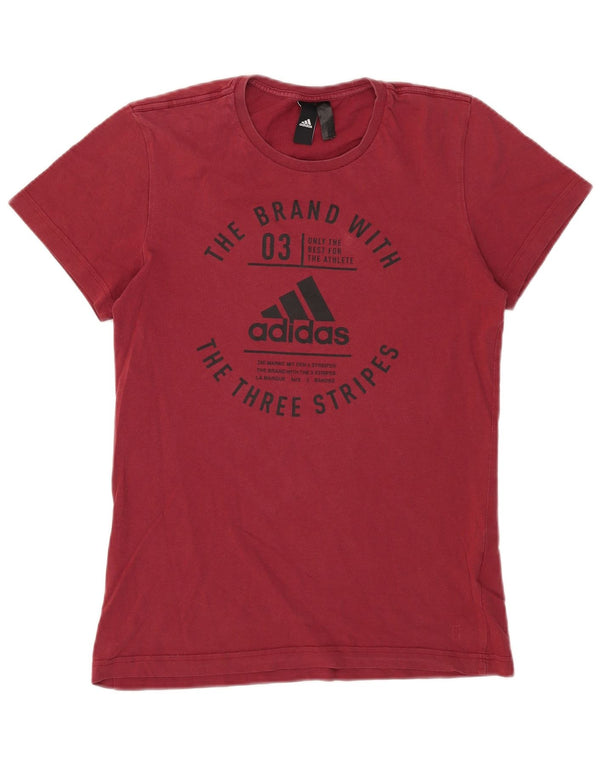 Adidas Mens Graphic T-Shirt Top Pequeno Algodão Borgonha