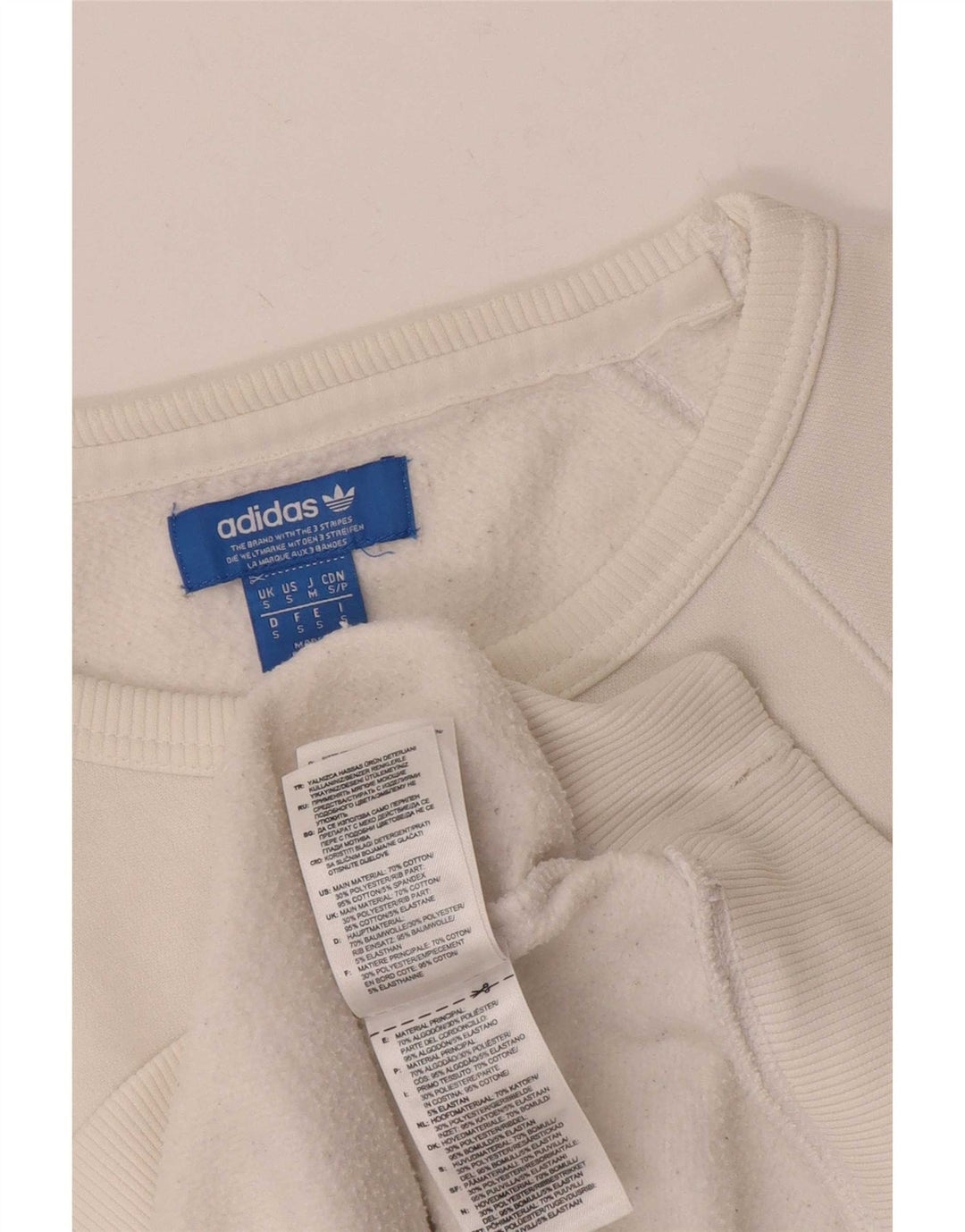 Adidas Mens Graphic Moletom Jumper Pequeno Algodão Branco