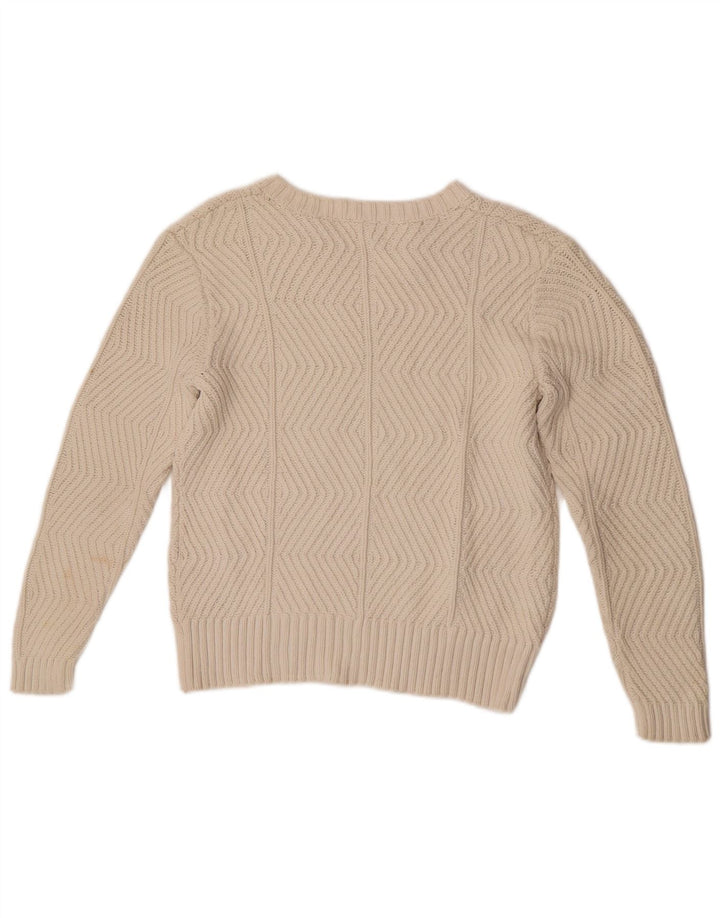 Suéter feminino Marks & Spencer com decote em V Reino Unido 10 pequeno off white