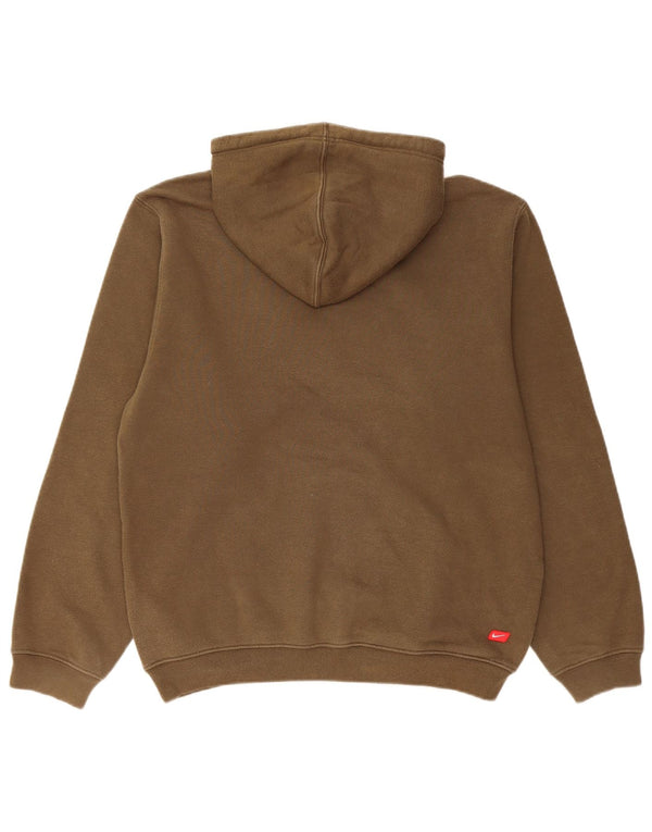 Nike Mens Graphic Hoodie Jumper Small Khaki Cotton