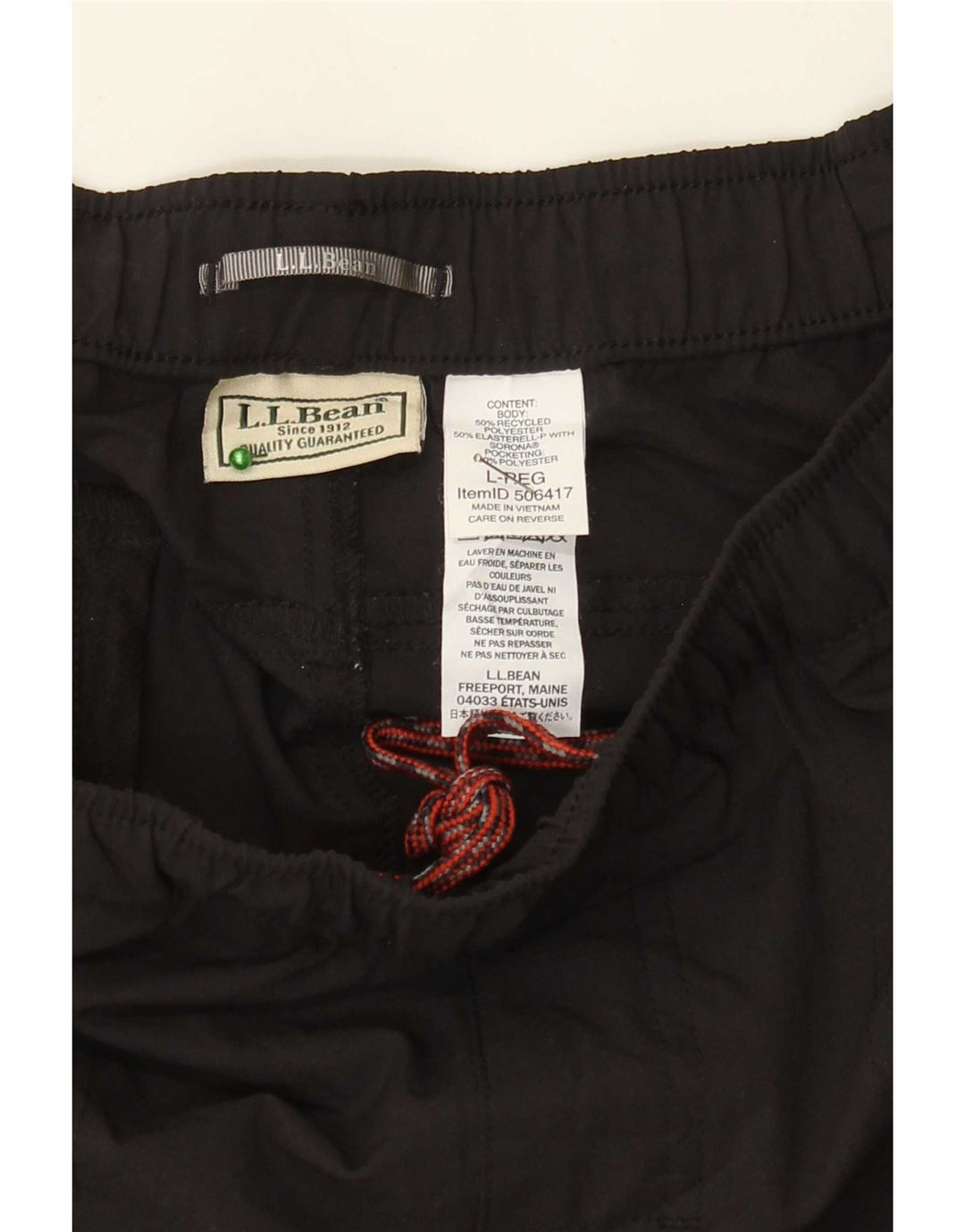 Calça de treino masculina L.L.Bean grande poliéster preto