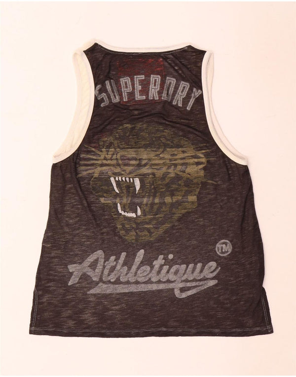 Superdry Womens Graphic Vest Top UK 10 Small Grey Colourblock Poliéster