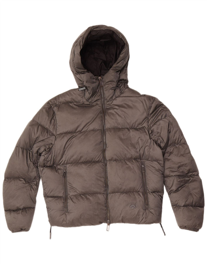 Jaqueta masculina acolchoada com capuz Emporio Armani IT 50 poliamida cinza médio