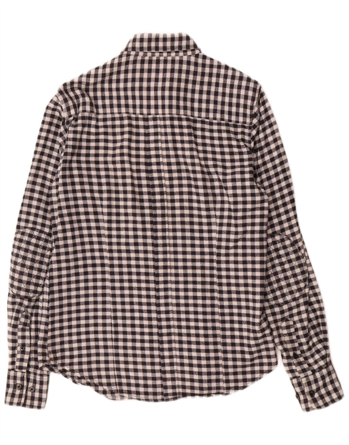 Zara Camisa masculina de flanela média preta guingão