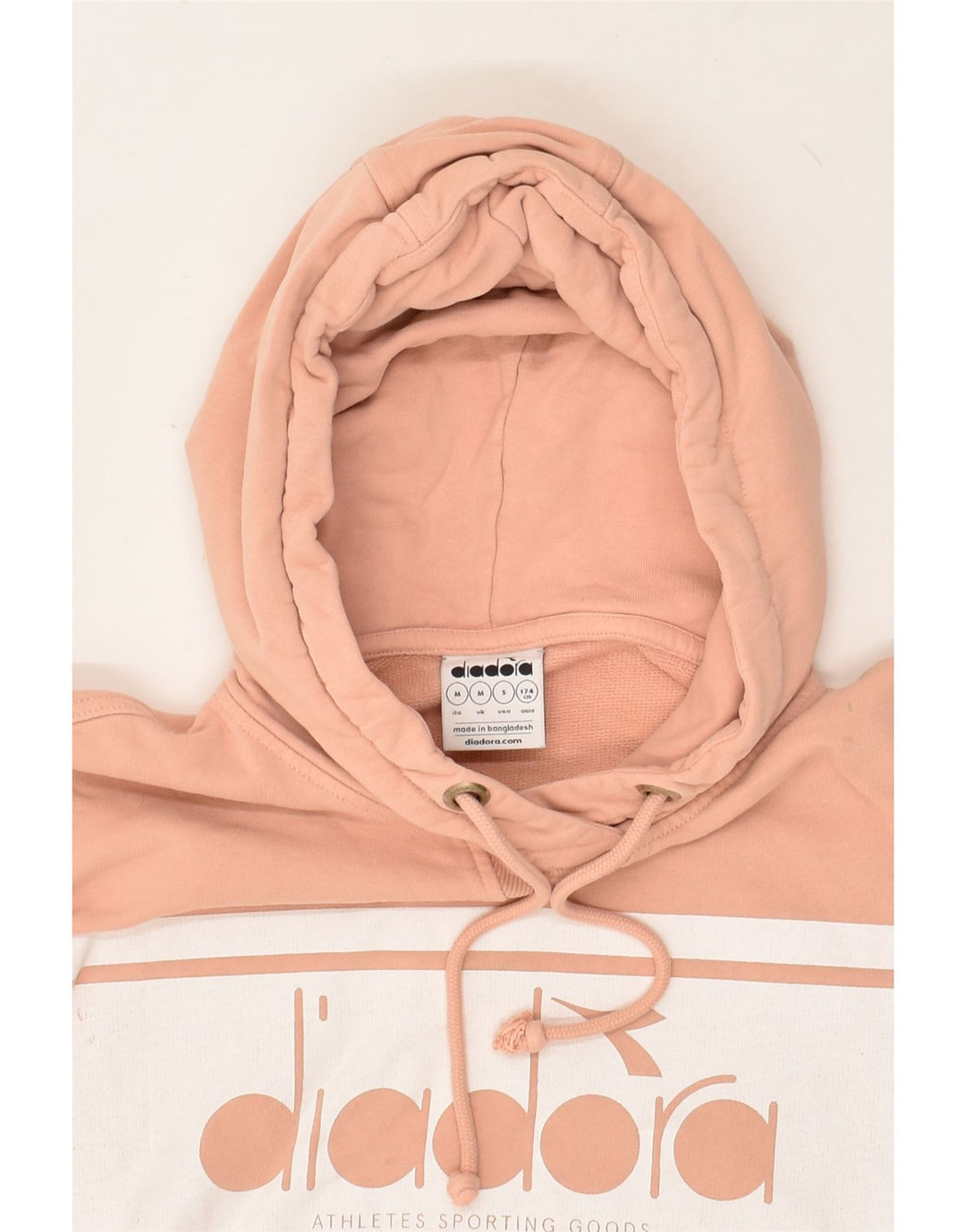 DIADORA Womens Graphic Hoodie Jumper UK 14 Medium Orange Cotton | Vintage Diadora | Thrift | Second-Hand Diadora | Used Clothing | Messina Hembry 