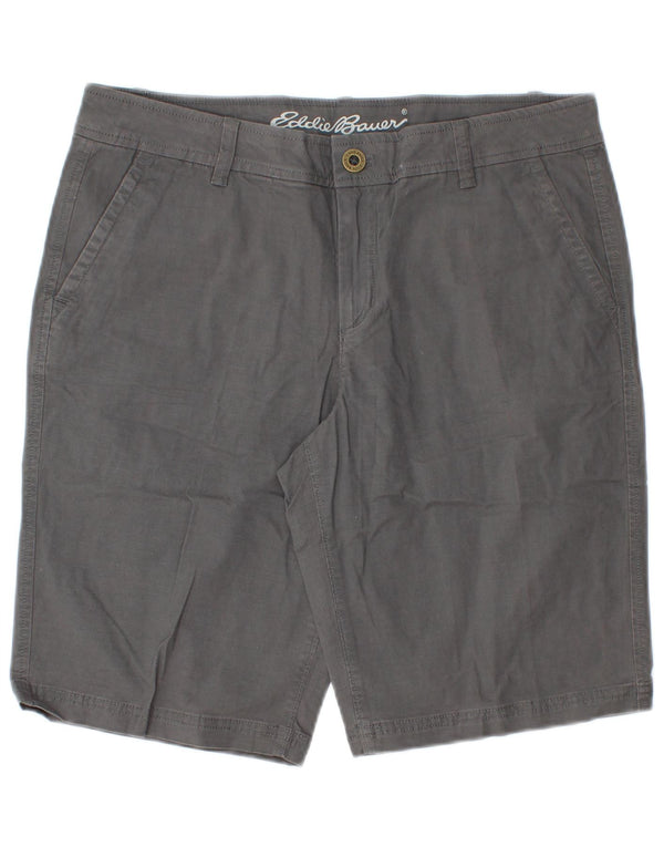 Shorts Chino feminino Eddie Bauer US 8 médio W32 algodão cinza