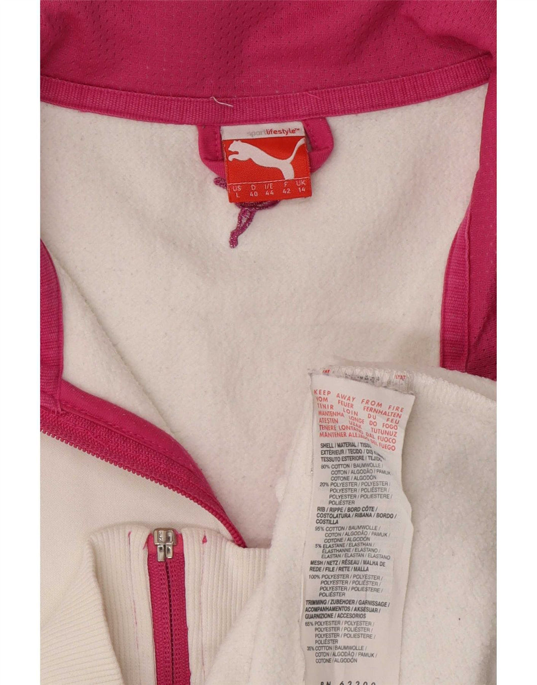 Jaqueta feminina Puma Graphic Tracksuit UK 14 grande bloco colorido branco