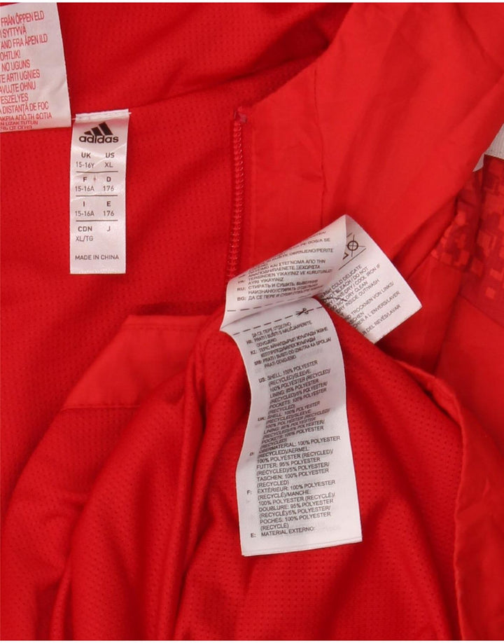 Adidas Meninos Jaqueta com capuz com capuz 15-16 anos Poliéster manchado vermelho
