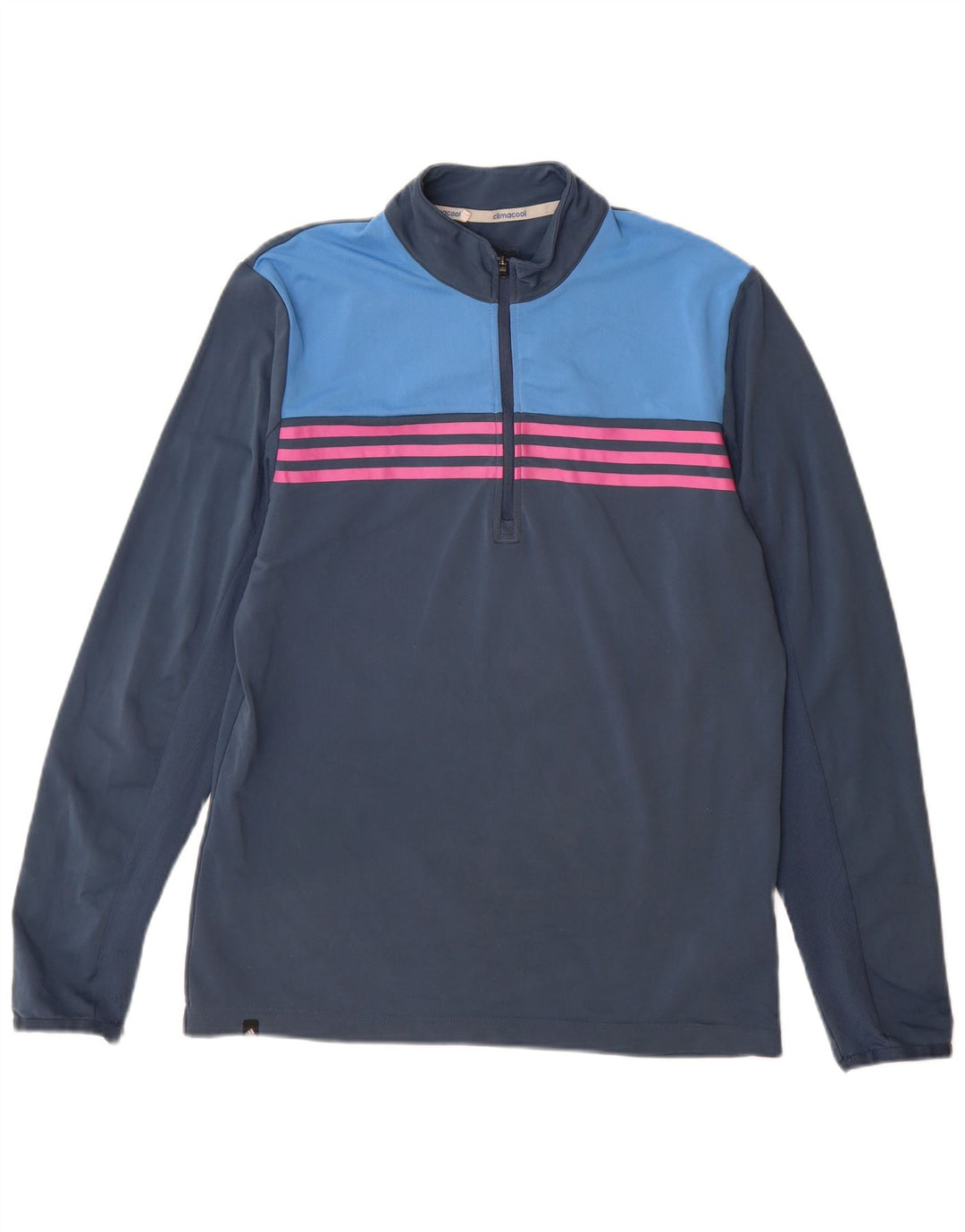 Adidas Mens Climacool Pullover Treino Top Pequeno Azul Marinho Colorblock