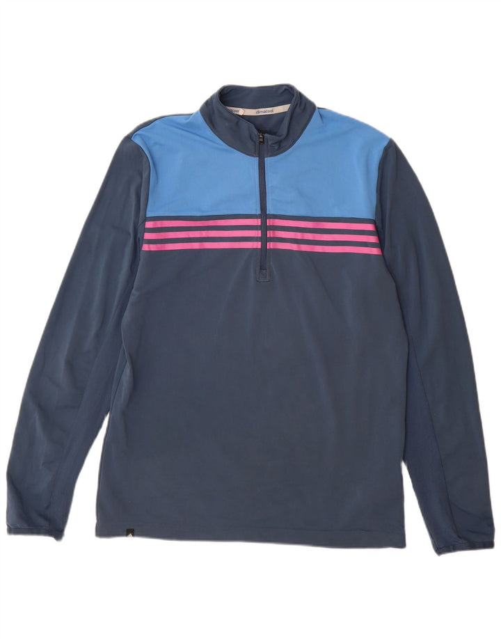 Adidas Mens Climacool Pullover Treino Top Pequeno Azul Marinho Colorblock