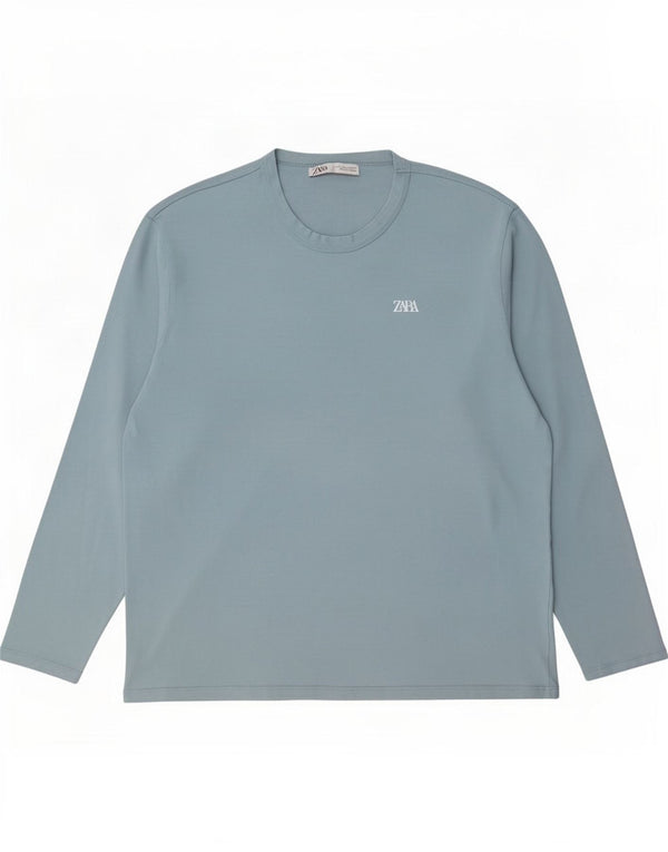 Zara Top masculino manga comprida grande azul