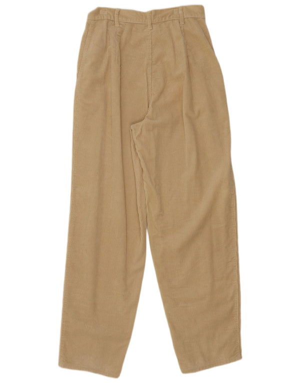 Calça feminina de veludo cotelê Benetton de cintura alta IT 44 médio W28 L30 bege
