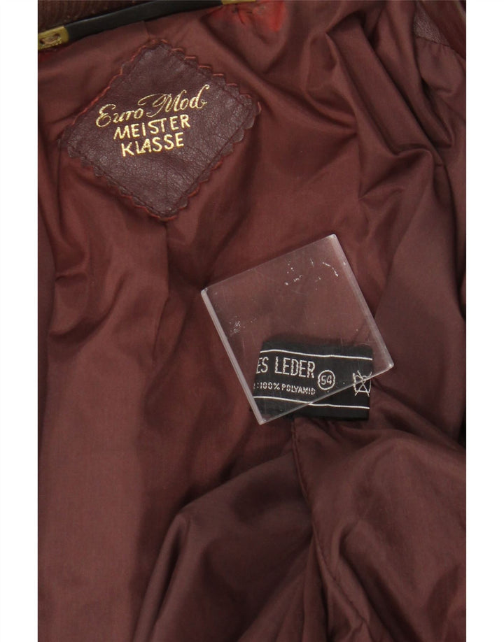Jaqueta de couro bomber feminina vintage IT 54 2XL couro cor de vinho