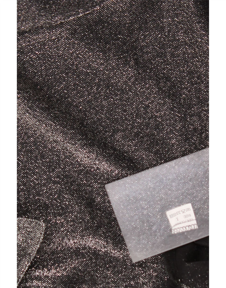 Blusa feminina VINTAGE de grandes dimensões Reino Unido 16 grande poliéster preto manchado