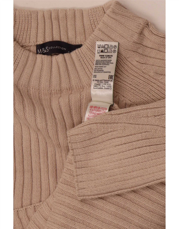Suéter feminino Marks & Spencer com gola tartaruga XS de algodão bege