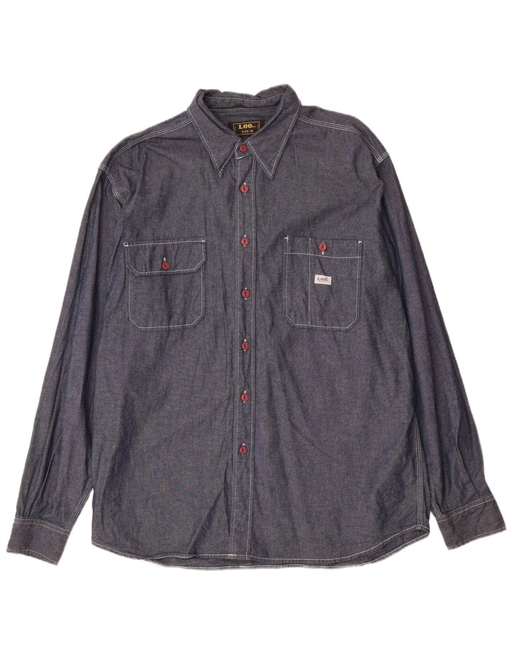 Camisa masculina LEE XL azul marinho algodão