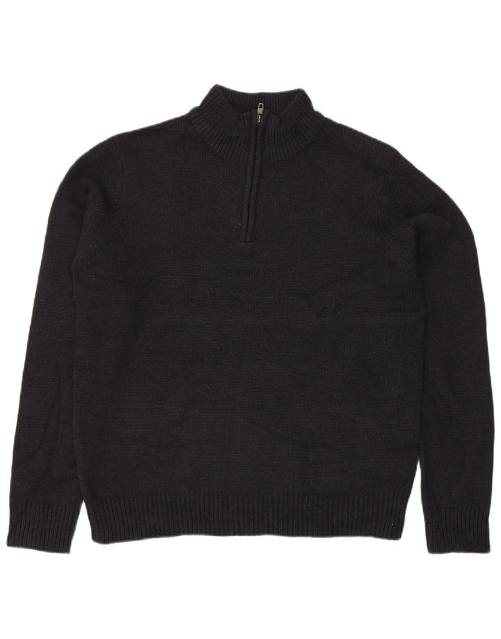 Suéter masculino French Connection com zíper e pescoço grande acrílico azul marinho